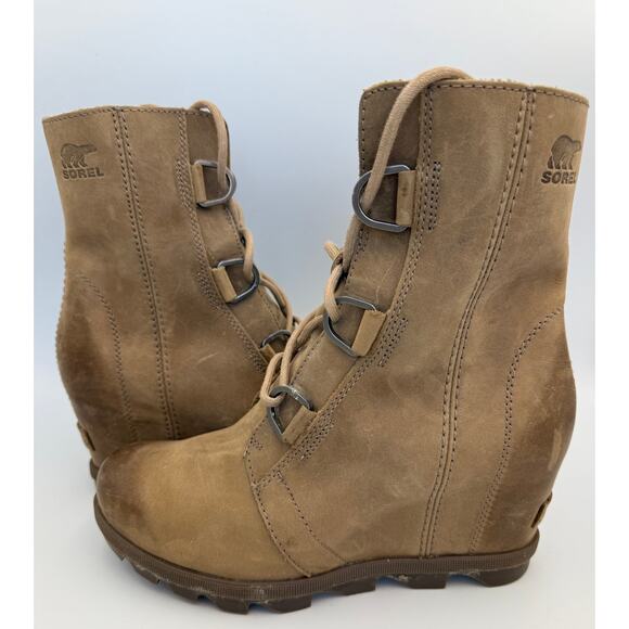 Sorel Joan of Arc Wedge II Boot in Brown Leather Size 8 - Picture 2 of 5